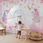 Kids Girls Unicorn with Pink Florals Wallpaper Mural