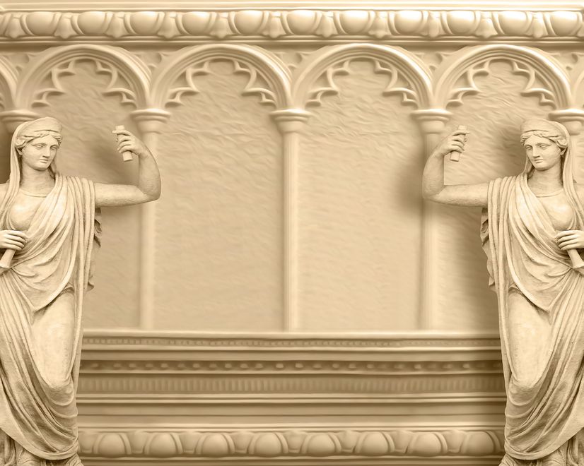 3D Embossed Look Byzantine Sculptures Wallpaper Mural