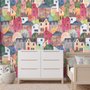 Papier peint aquarelle ville mignonne enfants