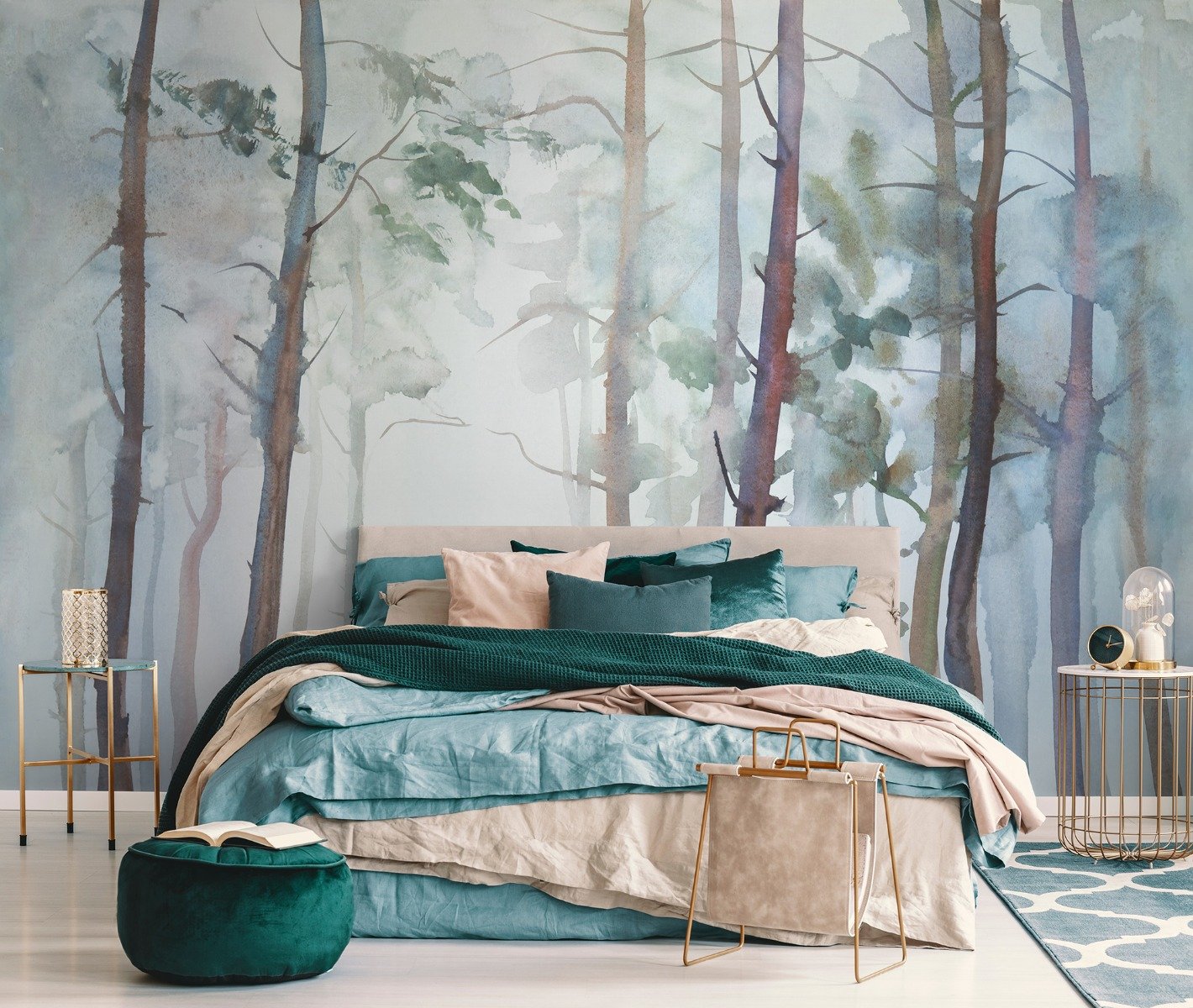 Watercolor Trees Wallpaper Mural - Peel and Stick