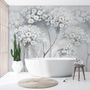 Watercolor Painting White Flowers Wallpaper Mural