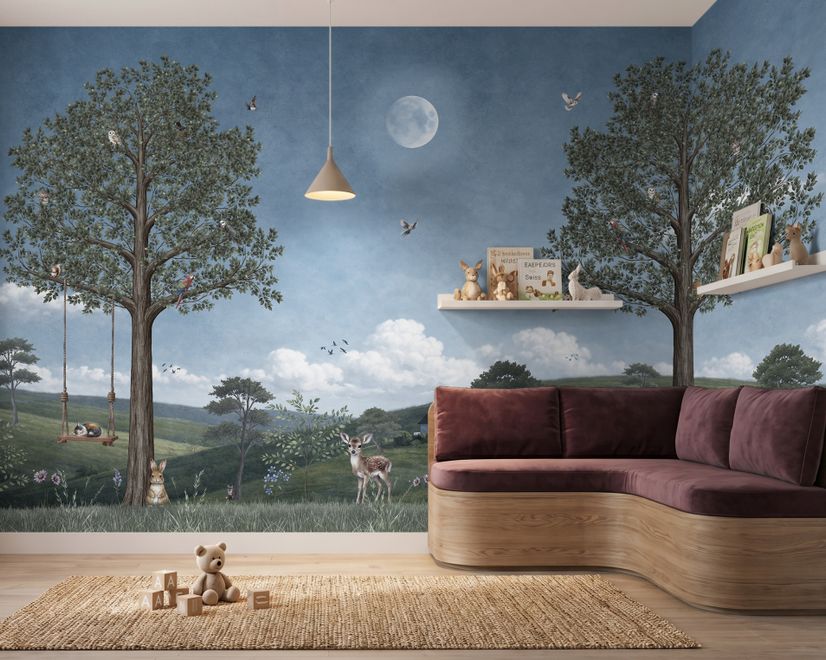 Kids Forest Animals Landscape Wallpaper Mural