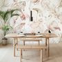 Soft Flamingo Art with Boho Tropical Leaf Wallpaper Mural