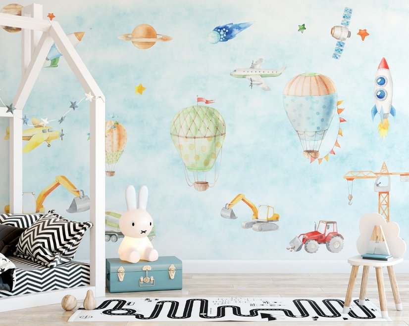 Kids Hot Air Balloons Wallpaper Mural