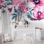 Watercolor Pink Peony Flower Wallpaper Mural