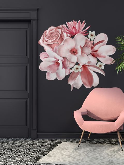 3D Florales Roségold Gänseblümchen Lilie Orchidee Blumensträuße Wandtattoo