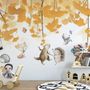 Papier peint feuilles d'automne avec animaux de dessins animés