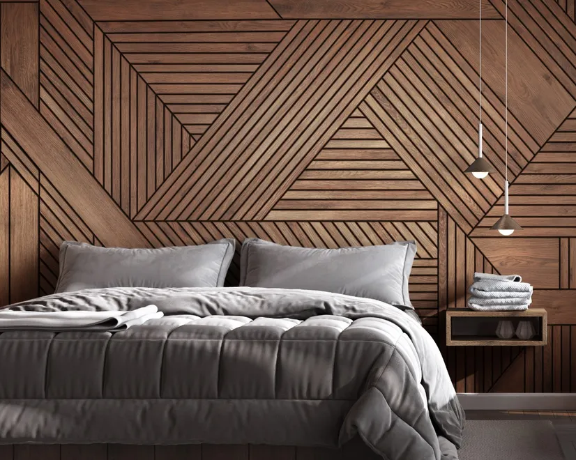 Geometric Wood Texture Effect Wallpaper Mural