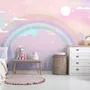Kids Nursery Rainbow with Colorful Mountains and Shiny Stars Wallpaper Mural