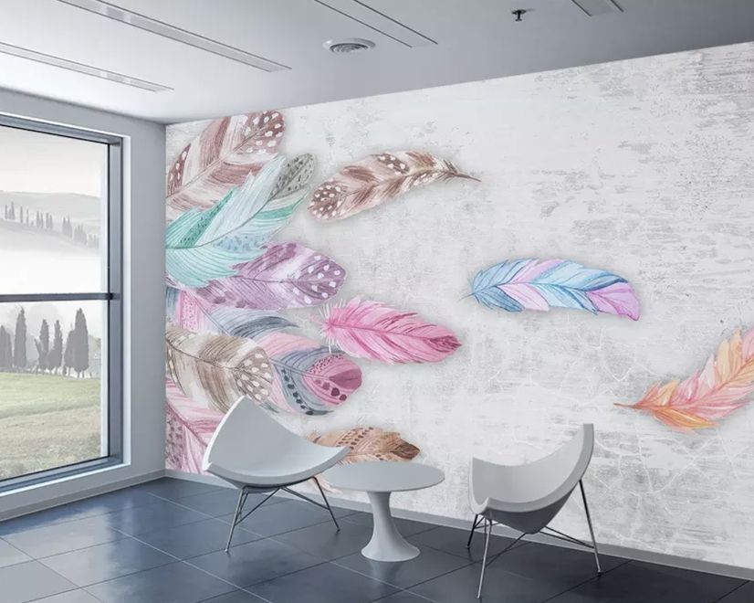 Colorful Feather Wallpaper Mural