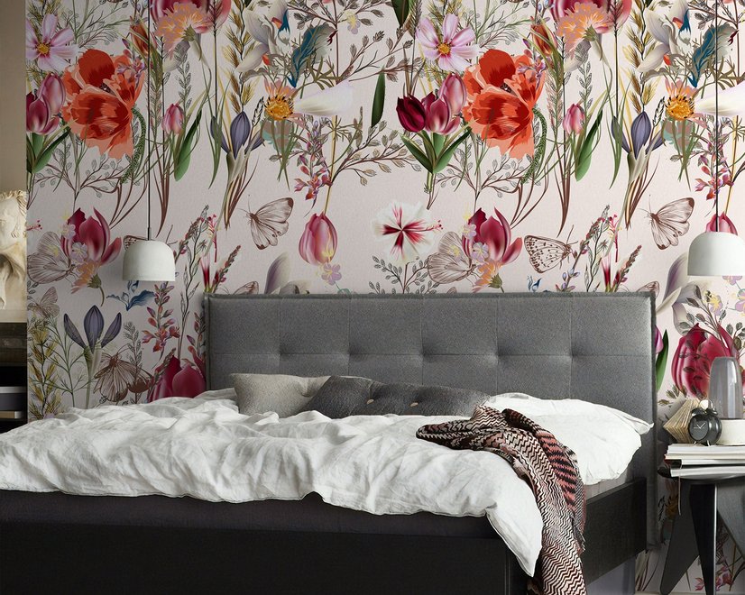Spring Flowers Pattern Wallpaper Mural