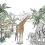 Fototapete "Tropische Tiere mit Bergmotiv für Kinderzimmer"
