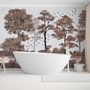 Monochrome Watercolor Big Trees Wallpaper Mural