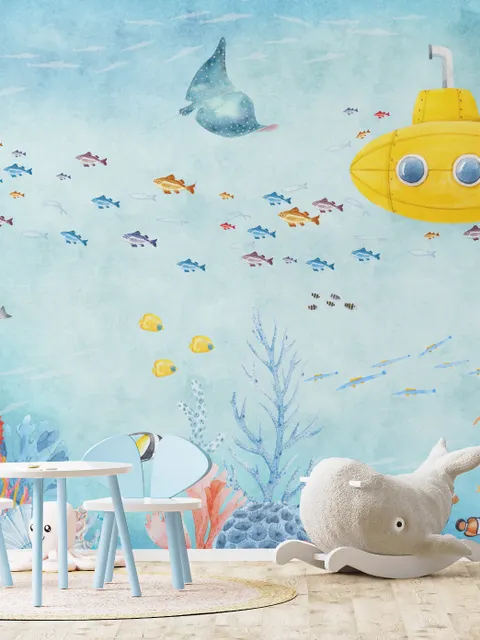 Kids Nursery Undersea with Submarine Wallpaper Mural