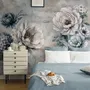 Papier peint panoramique floral avec des notes de musique