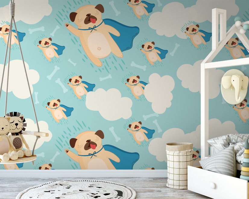 Cartoon Pet Dog Pattern Wallpaper Mural