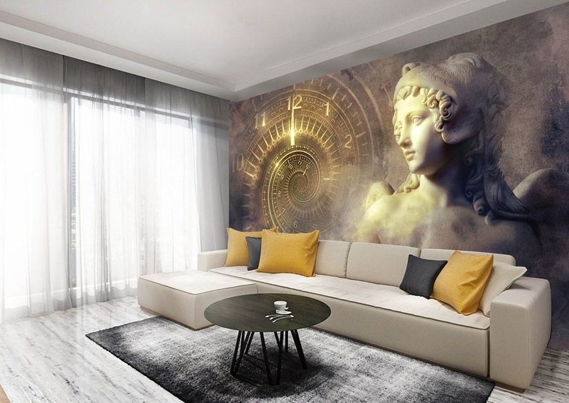Greek Sculpture and Abstract Fractal Wallpaper Mural