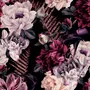 Dark Watercolor Colorful Peony Floral Wallpaper Mural