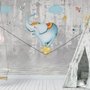 Papier peint panoramique funambule avec éléphant de dessin animé sur la balle