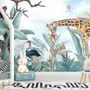 Kids Safari Animals with Fresh Tropical Leaves Wallpaper Mural