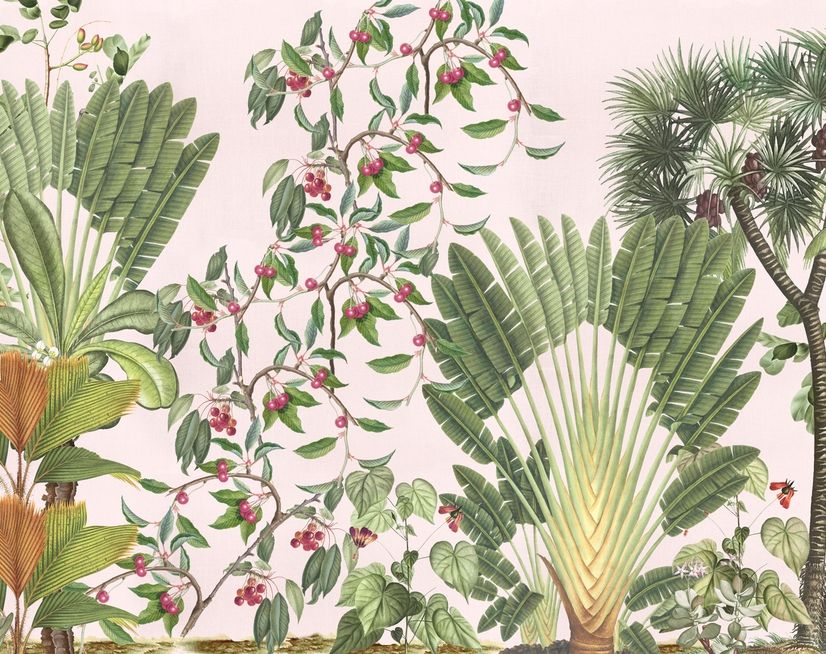 Exotic Leafs with Berries Wallpaper Mural