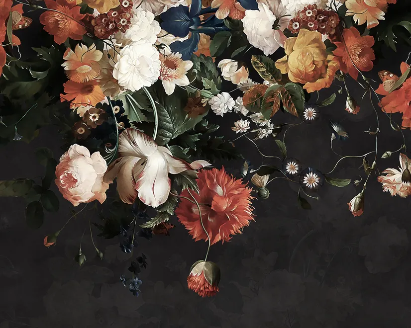 Golden Age Large and Dark Floral Wallpaper Mural