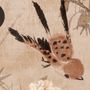 Paysage chinois de pivoines et de bambous avec oiseaux grues