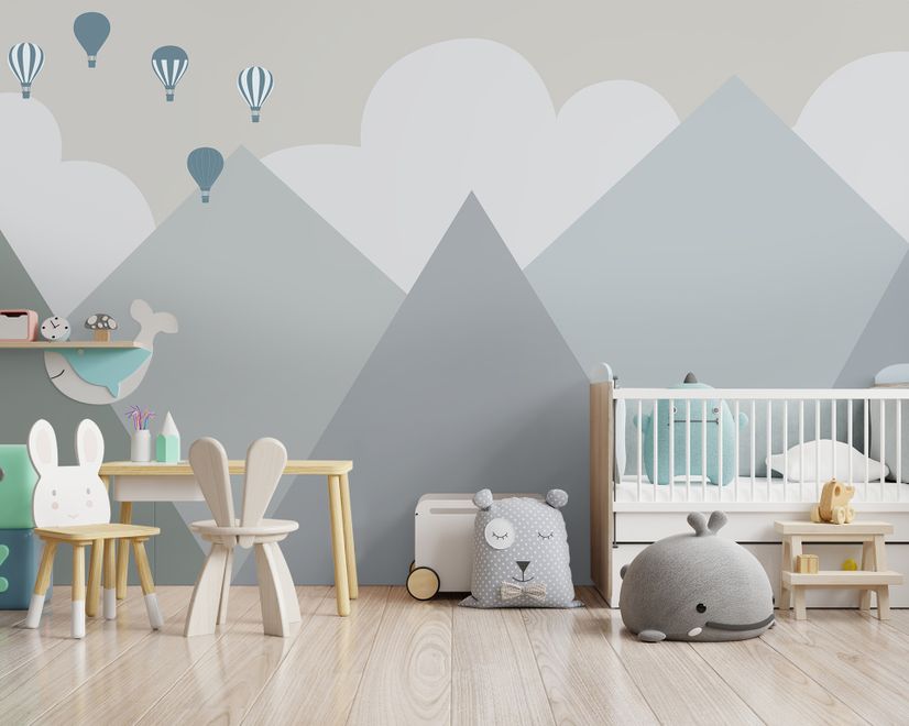 Cartoon Mountainscape Wallpaper Mural
