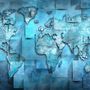3D Effect Blue World Map Wallpaper Mural