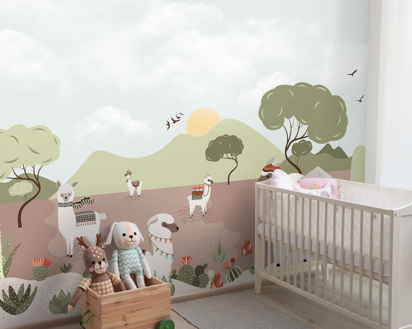 Kids Alpaca in the Desert Wallpaper Mural