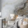 Dark Marble Gray and Brown Waves Wallpaper Mural