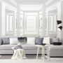 3D Look Abstract Architecture White Corridor Wallpaper Mural