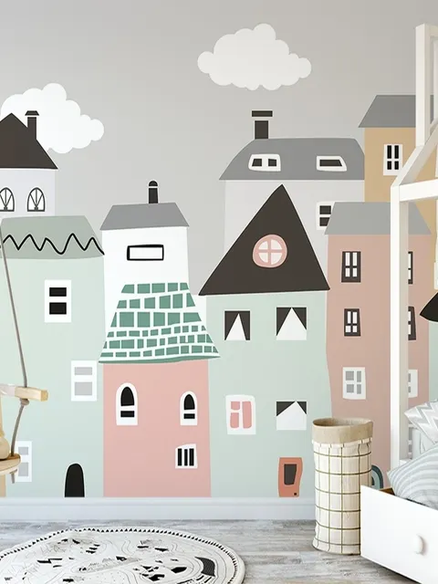 Kids Little Scandi House Wallpaper Mural
