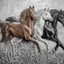 3D Embossed Look Horses Wallpaper Mural