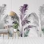 Tropical Fresh Purple Green Palm Leaves Wallpaper Mural