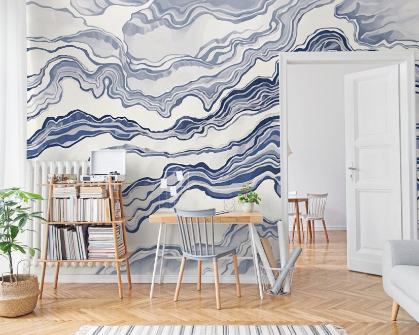 Nordic Abstract Waves Wallpaper Mural