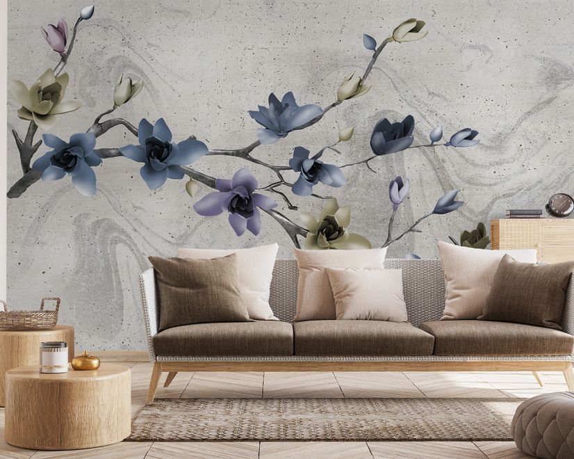 Retro Magnolia Blossom Wallpaper Mural