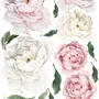 Blue Pink Peony Floral Bouqet Wall Decal Sticker