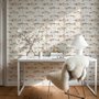 Watercolor fish wallpaper with trout, seashells and pale aqua washes on a warm cream ground