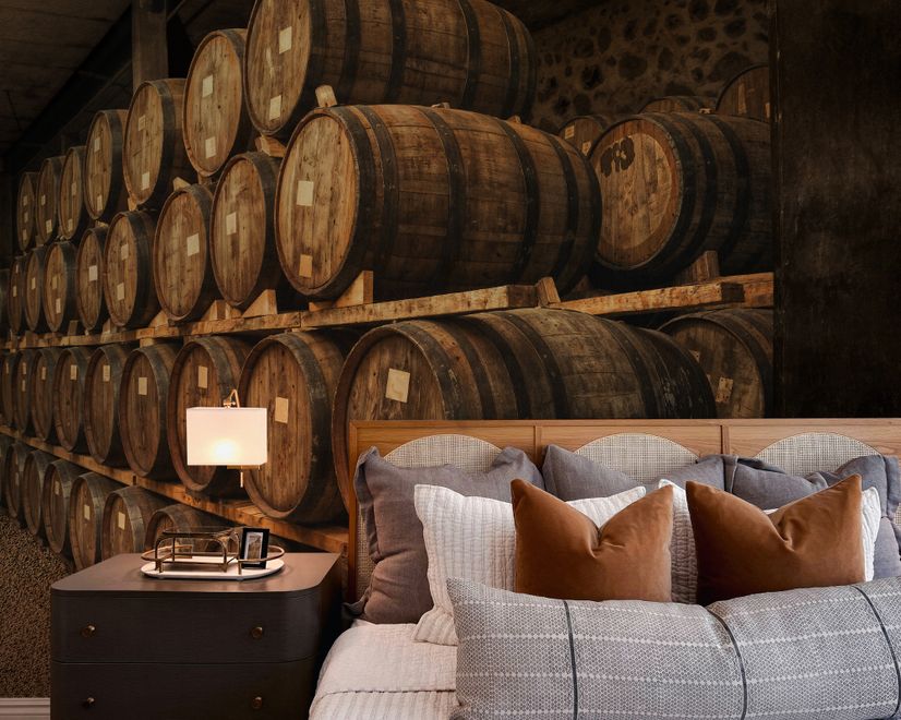 Vintage Wine Barrels Wallpaper Mural