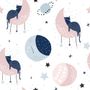 Cute Sleeping Cat on the Moon Wallpaper Mural