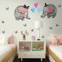 Kids Cute Elephant and Little Butterfly Wall Decal Sticker