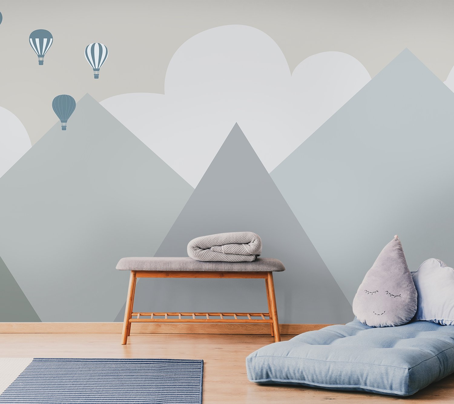 Cartoon Mountainscape Wallpaper Mural - Peel and Stick