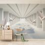 Abstract Corridor with Paper Plane Wallpaper Mural