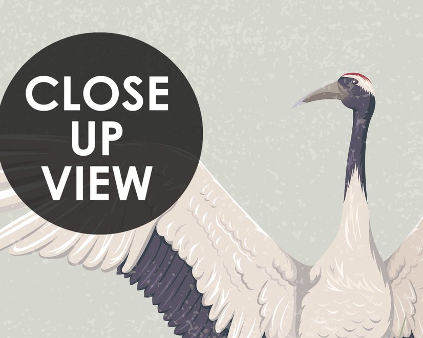Fototapete mit Rosa Lotusblume und Weißem Storch