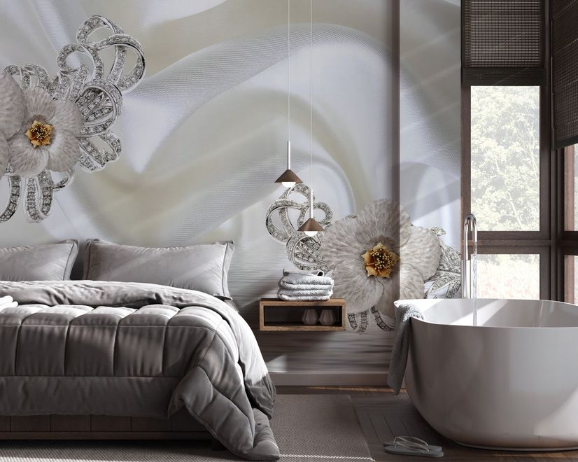 Luxury Floral Diamond Daisy Wallpaper Mural