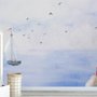 Aquarell Leuchtturm und Segelboot Fototapete