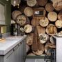Coffee Shop with Wood Wall Wallpaper Mural