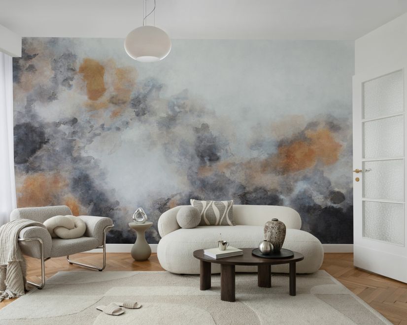 Watercolor Black Brown Smoked Paint Art Wallpaper Mural