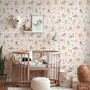 Kids Cute Watercolor Floral and  Puppies Wallpaper Mural 